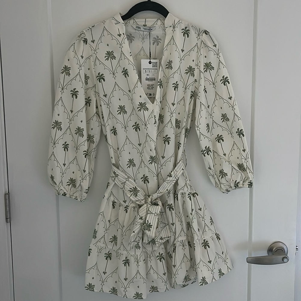 NWT Zara Palm Trees Mini Dress Size S